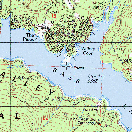Topographic Map of Sheriffs Tower, CA