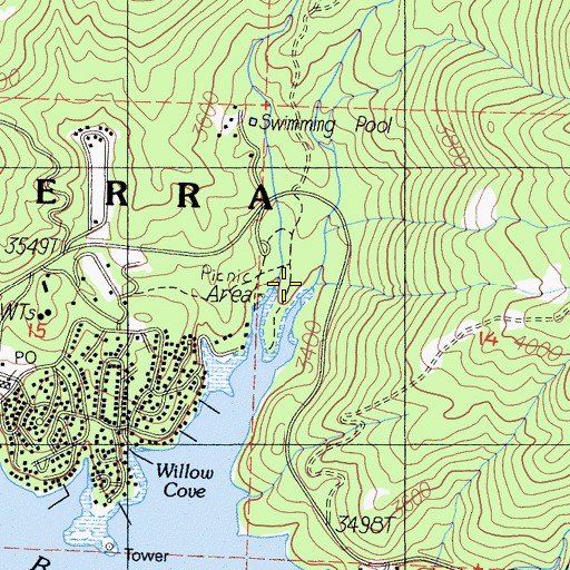 Topographic Map of Willow Cove Picnic Area, CA