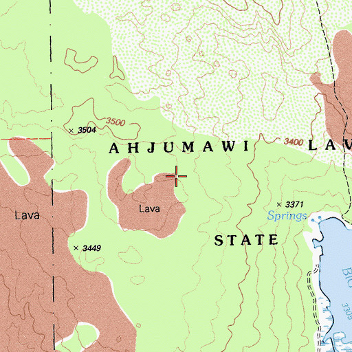 Topographic Map of Ahjumawi Lava Springs State Park, CA