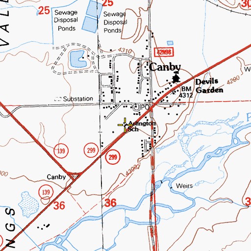 Topographic Map of Arlington School, CA
