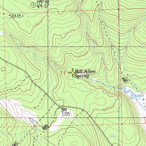 Topographic Map of Bill Allen Spring, CA