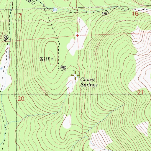 Topographic Map of Clover Springs, CA