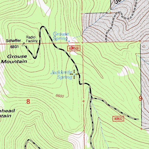 Topographic Map of Jackknife Spring, CA