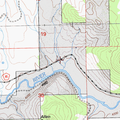 Topographic Map of Allen Camp (historical), CA