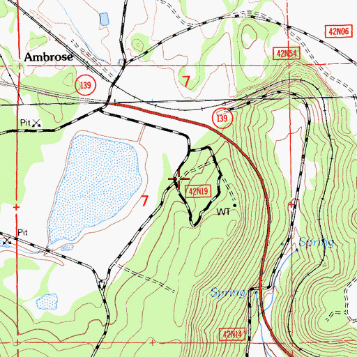 Topographic Map of Ambrose Station (historical), CA