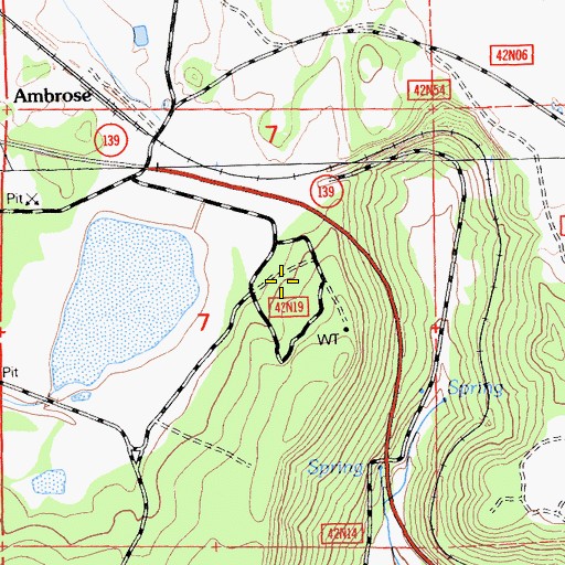 Topographic Map of Ambrose Station (historical), CA
