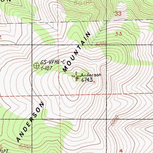 Topographic Map of Anderson Mountain, CA
