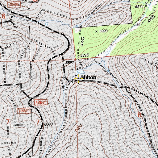 Topographic Map of Hilton, CA