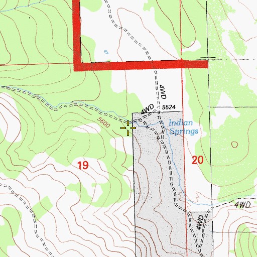 Topographic Map of Indian Springs, CA