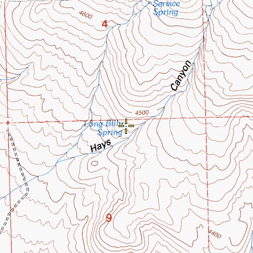 Topographic Map of Long Billy Spring, CA