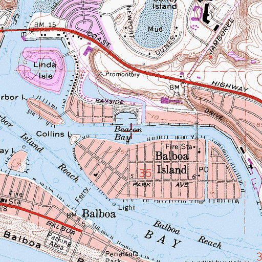 Topographic Map of Balboa Island North Channel, CA