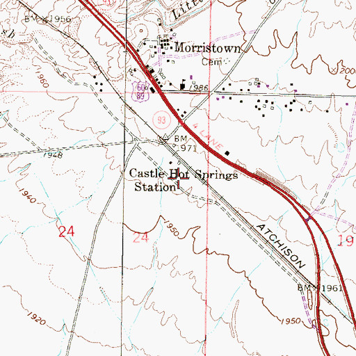Topographic Map of Castle Hot Springs Station, AZ