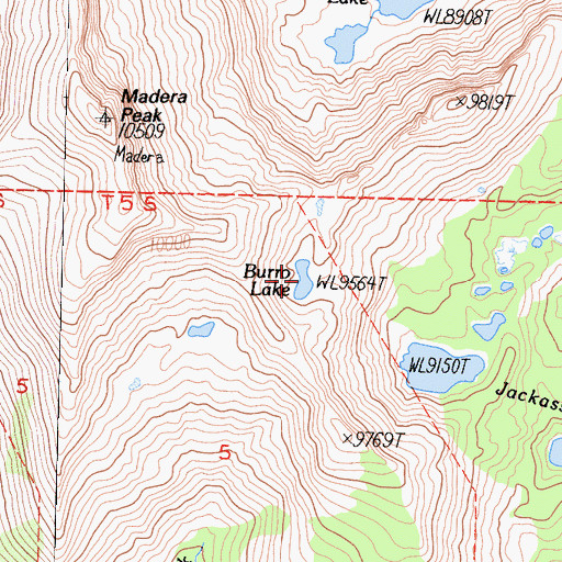 Topographic Map of Burro Lake, CA