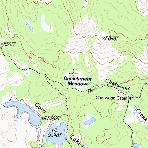 Topographic Map of Detachment Meadow, CA
