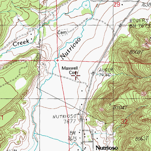 Topographic Map of Maxwell Cemetery, AZ