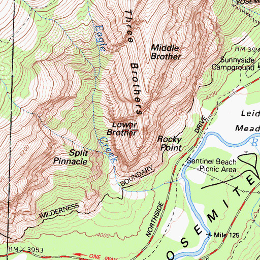 Topographic Map of Lower Brother, CA