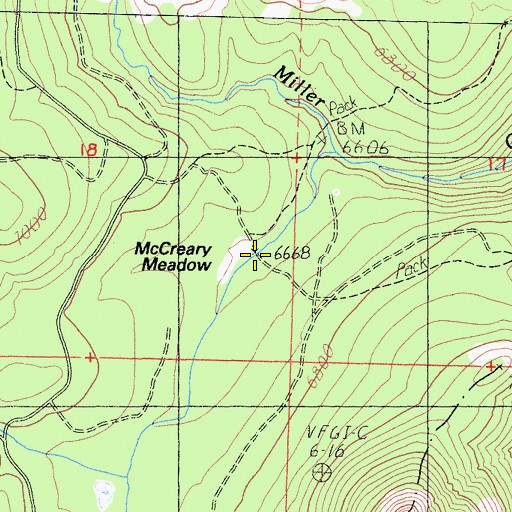 Topographic Map of McCreary Meadow, CA