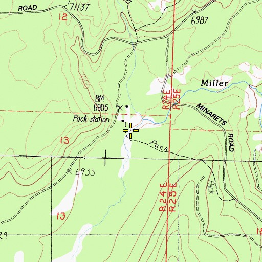 Topographic Map of Miller Meadow, CA