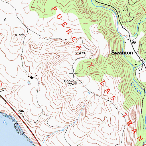 Topographic Map of Agua Puerca y las Trances, CA