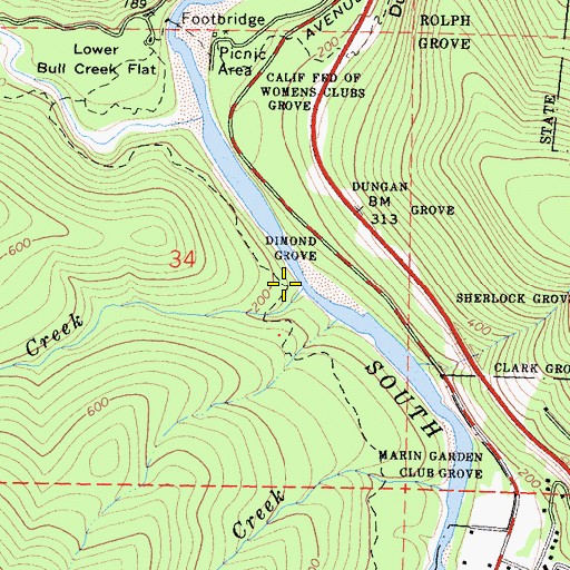 Topographic Map of Decker Creek, CA