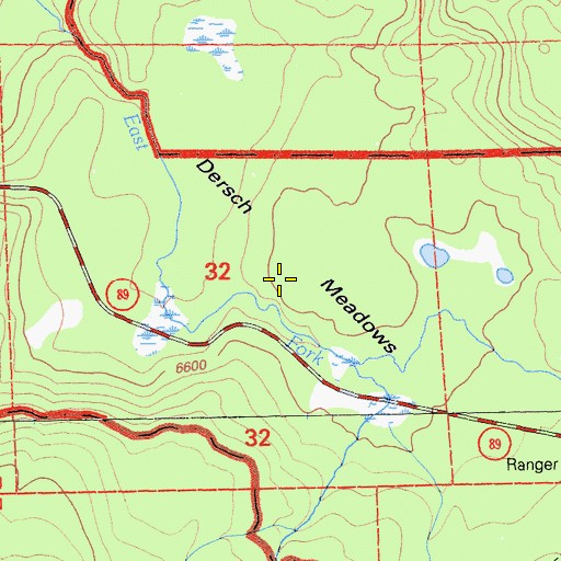 Topographic Map of Dersch Meadows, CA