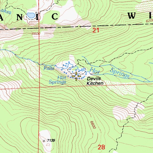 Topographic Map of Devils Kitchen, CA