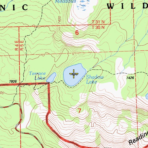 Topographic Map of Shadow Lake, CA