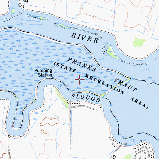 Topographic Map of Franks Tract State Recreation Area, CA