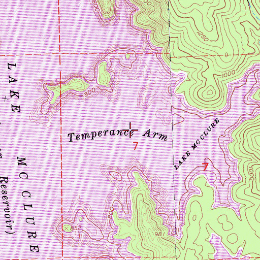Topographic Map of Temperance Arm, CA