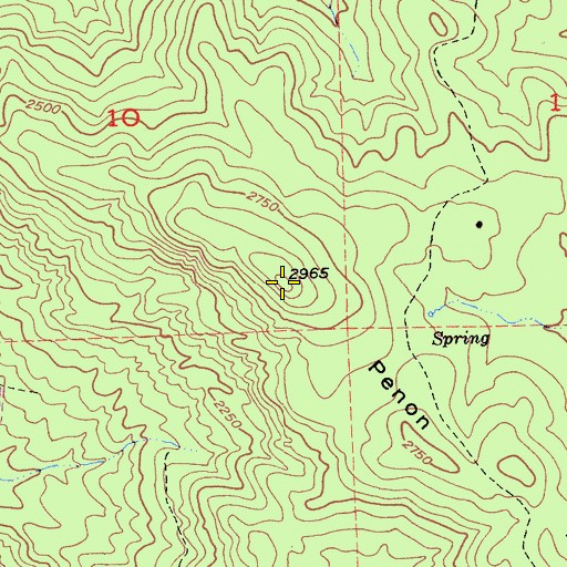 Topographic Map of Peñon Blanco Ridge, CA