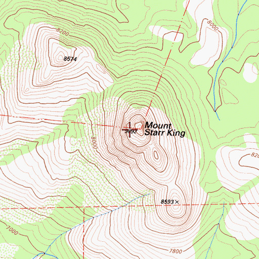 Topographic Map of Mount Starr King, CA