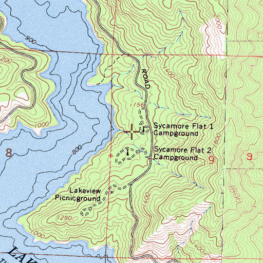 Topographic Map of Sycamore Flat Campground One, CA