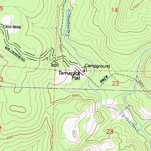 Topographic Map of Tamarack Flat, CA
