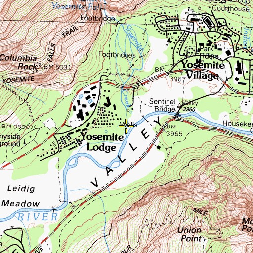 Topographic Map of Yosemite Creek, CA