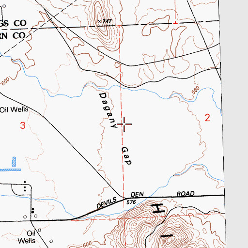 Topographic Map of Dagany Gap, CA