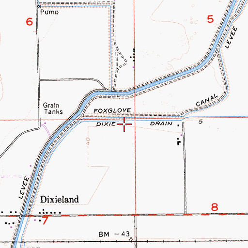 Topographic Map of Dixie Drain Five, CA