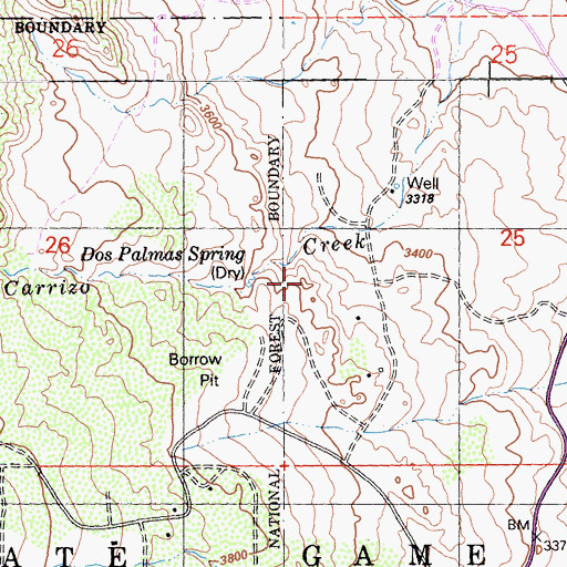 Topographic Map of Dos Palmas Spring, CA