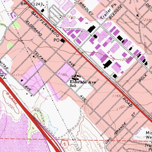 Topographic Map of El Dorado Elementary School, CA