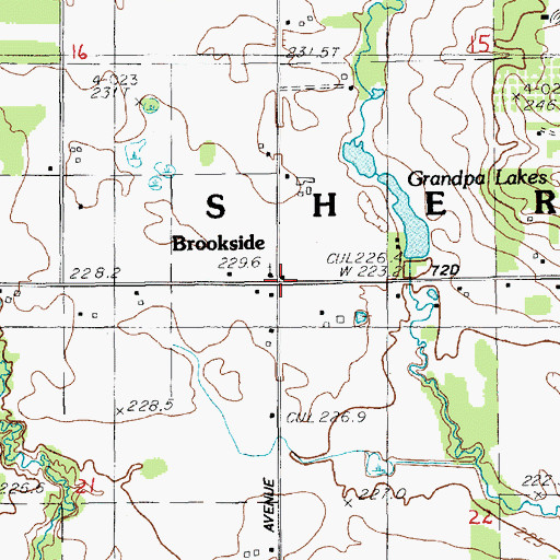 Topographic Map of Brookside Post Office (historical), MI