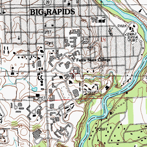 Topographic Map of Johnson Hall, MI