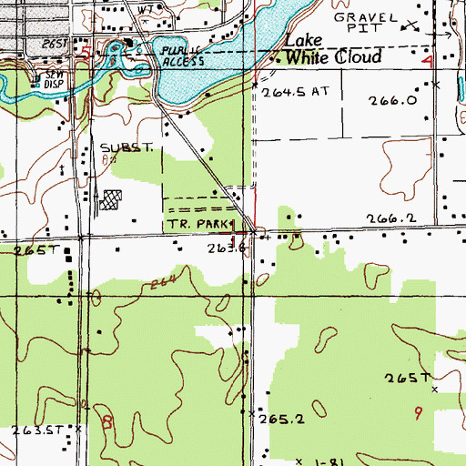 Topographic Map of Everett Township Hall, MI