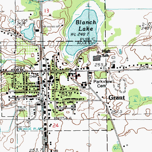 Topographic Map of Grant Elementary School, MI