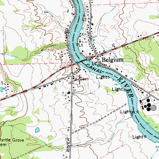 Topographic Map of Belgium Cemetery, NY