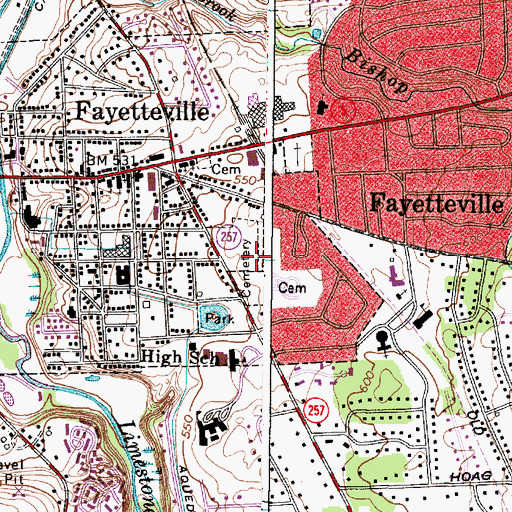 Topographic Map of Fayetteville Cemetery, NY
