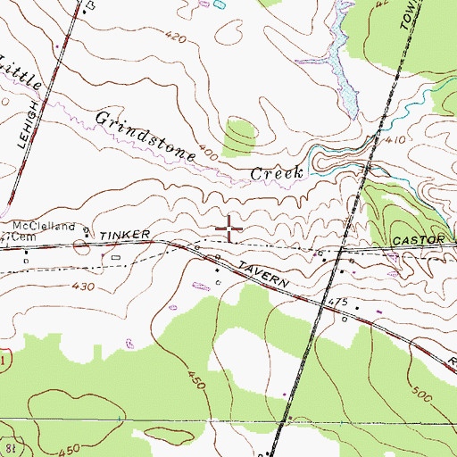 Topographic Map of Grindstone Farm, NY
