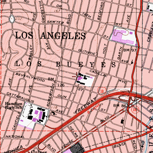 Topographic Map of Shenandoah Street School, CA