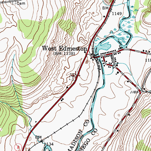 Topographic Map of West Edmeston Cemetery, NY