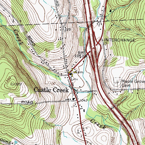 Topographic Map of Baptist Church Cemetery, NY