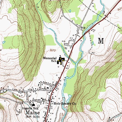Topographic Map of Memorial School, NY