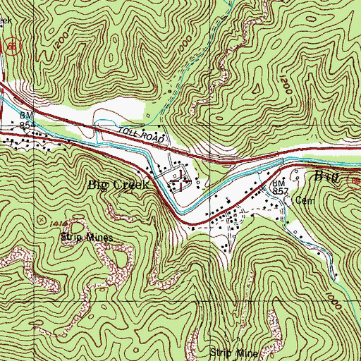 Topographic Map of Big Creek Institute (historical), KY